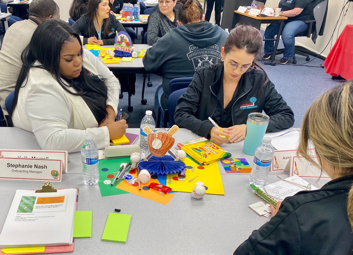TMFortWorthISD's tweet photo. Triads-onboarders,recruiters, &amp; staffers connecting their work to department strategies. #HiringReimagined2022 @amramsey13 @penaraul @lezleylewis @YassminCLee #HappyHumanReaourceDay https://t.co/yB2AqNRERB
