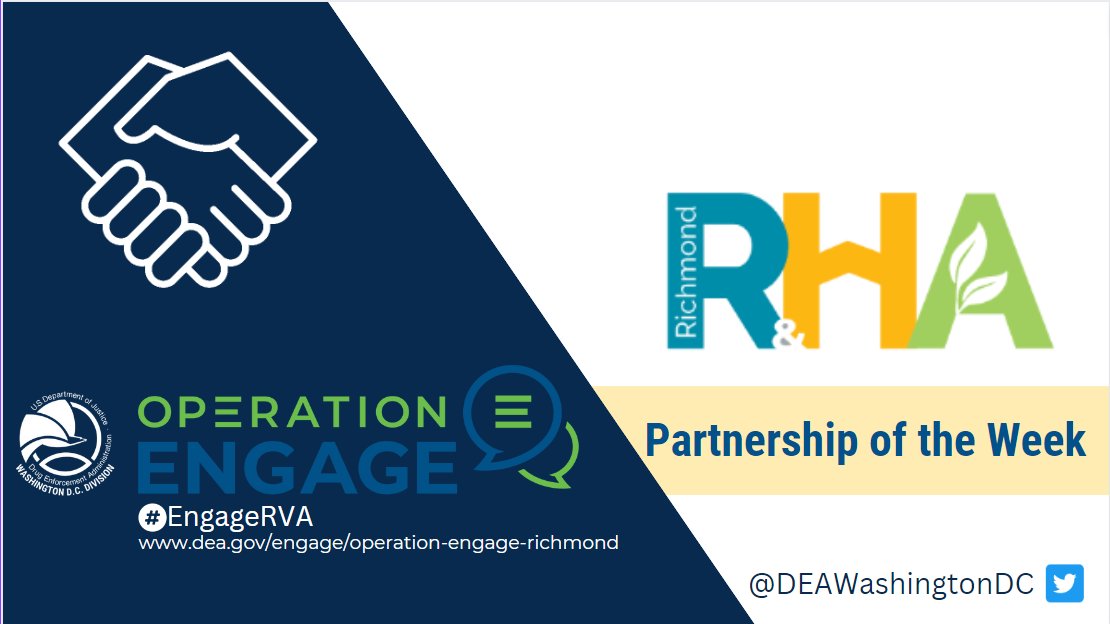 DEAWashingtonDC's tweet photo. Today for #Partnership Wednesday, we're featuring our awesome #OpEngageRVA partners @VibrantRRHA!
#Workingtogether to help build tomorrow's #RVA leaders, today! 
Stay tuned for all of our #EngageRVA programs with RRHA!
#OperationEngage #EngageRVA https://t.co/6ETHfo1Pgr