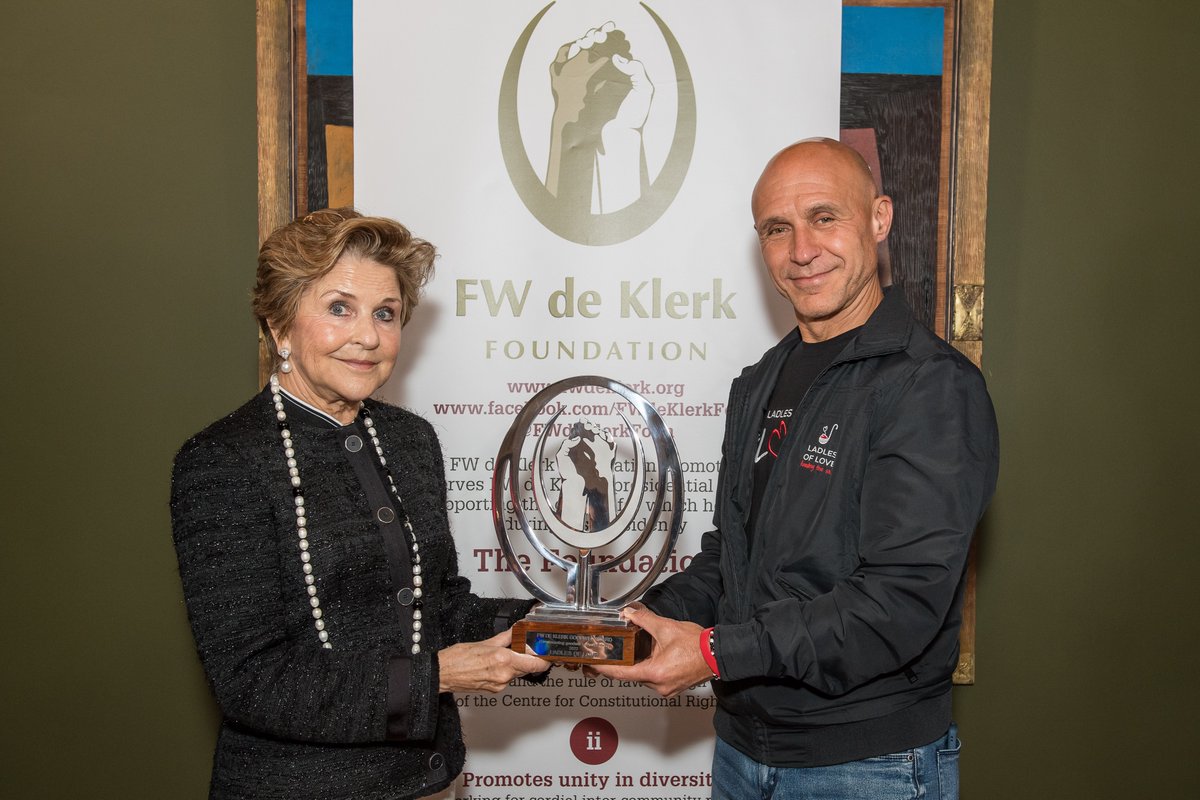 FW de Klerk Foundation (@fwdeklerkfdn) on Twitter photo In a heartfelt ceremony in #CapeTown last Thursday, the #FWdeKlerkFoundation presented its 2022 #FWdeKlerk #Goodwill Award to <a href="/LadlesofLove/">Ladles Of Love</a> founder Danny Diliberto. Visit ladlesoflove.org.za to support their incredible #foodrelief efforts. In a heartfelt ceremony in #CapeTown last Thursday, the #FWdeKlerkFoundation presented its 2022 #FWdeKlerk #Goodwill Award to <a href="/LadlesofLove/">Ladles Of Love</a> founder Danny Diliberto. Visit ladlesoflove.org.za to support their incredible #foodrelief efforts.
