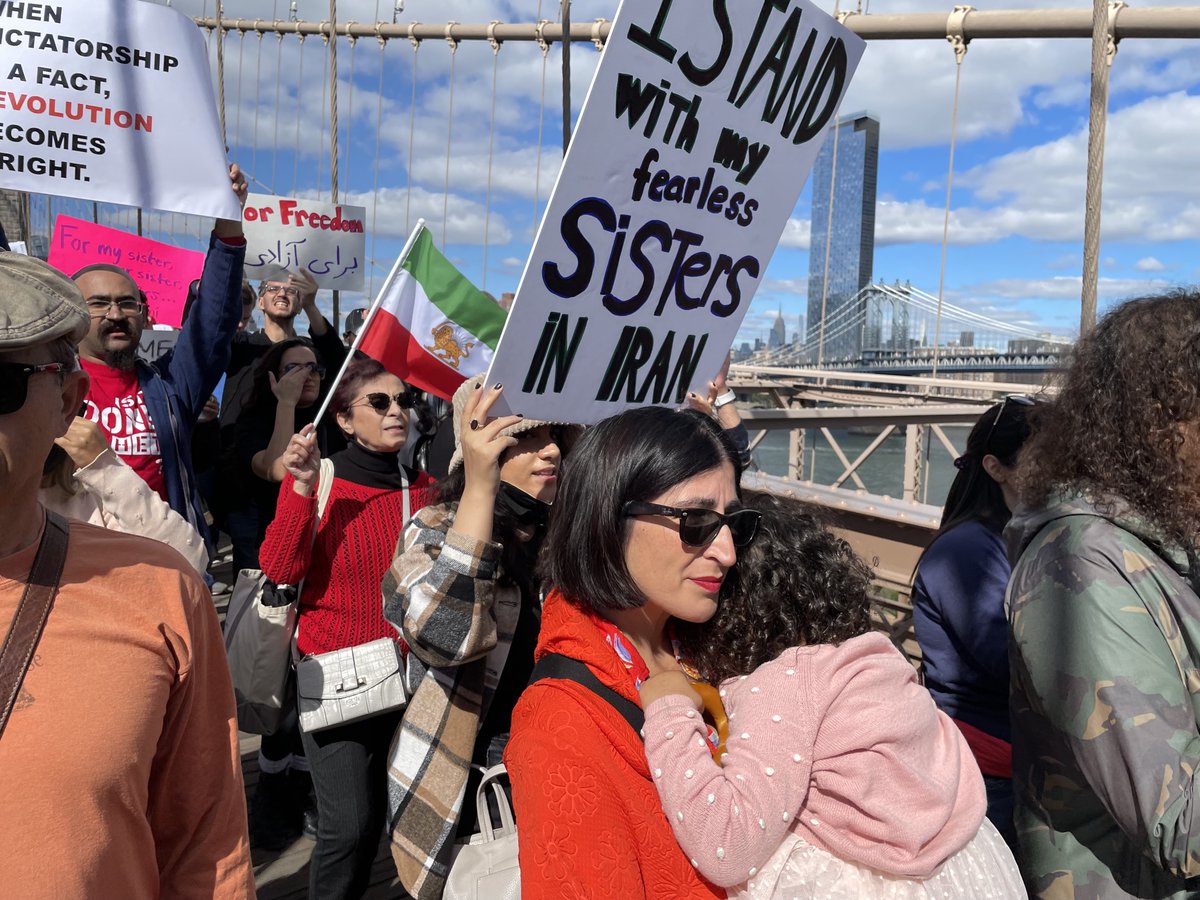 Gotta start them protesting early! My daughter asked what was going on. I said "they're being really mean to Iranian women and we're asking them to stop." She's 3 so that's as much as I could say but at its core, that's what its about.#supportIranianwomen #iranianwomenrevolution