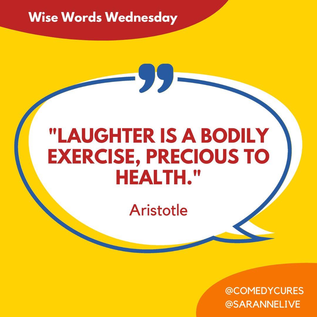 ComedyCures's tweet photo. Wise Words Wednesday: "Laughter is a bodily exercise precious to health." -  Aristotle

#comedycures #wisewordswednesday #Aristotle #life #comedy #laughter #mentalhealth #exercise #health #philosophy #philosophers #comedywisdom #quotes #humorquotes #comedyquotes @sarannelive https://t.co/hK0lZYFz05