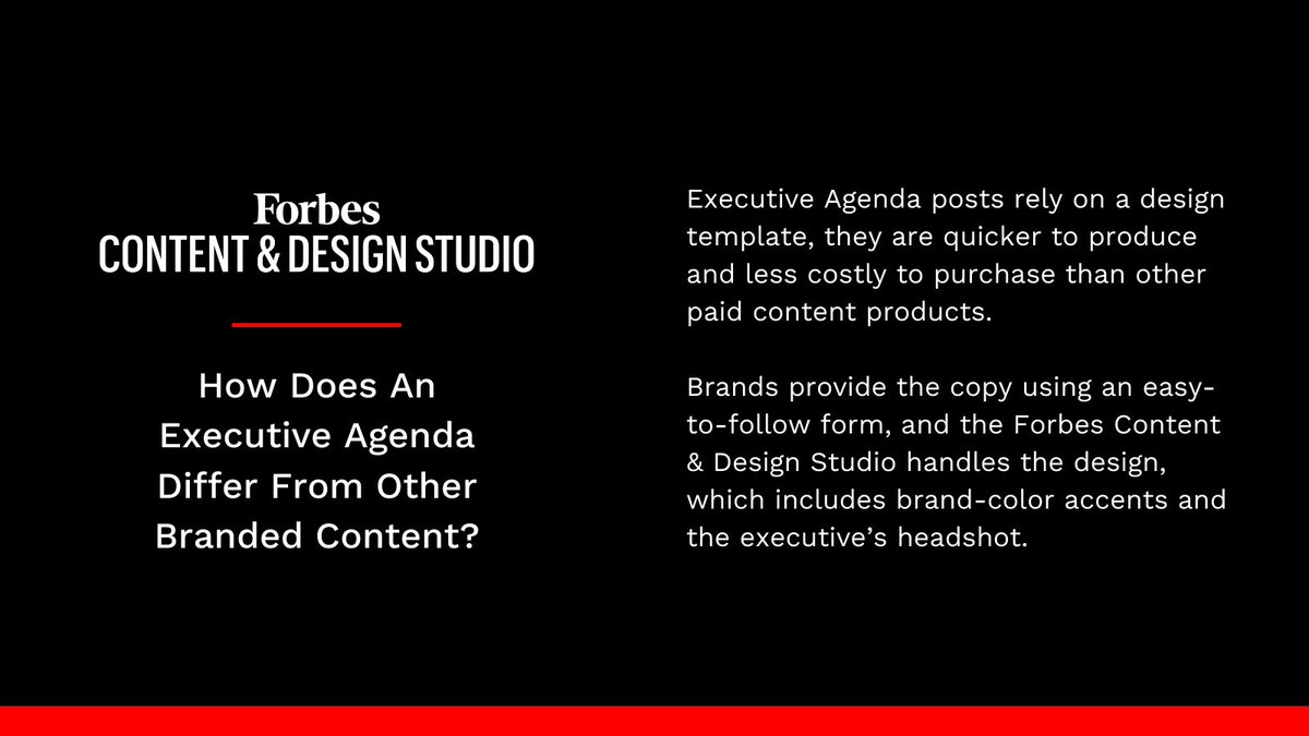 Forbes_Studio's tweet image. Connect to your target audience by featuring insights from one of your executives on @Forbes.com with @Forbes_Studio&apos;s Executive Agenda. Here&apos;s all you need to know about one of our newest content solutions.

#Forbes #ThoughtLeadership #ForbesContentMarketing