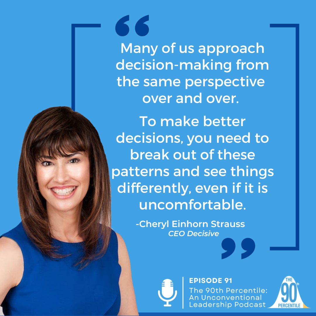 If we truly want to become better at making decisions, we need to break out of these patterns and see things differently.

In this podcast, Cheryl Strauss Einhorn joins us to explain our decision-making strengths and blind spots.

Listen here: lnkd.in/deg2D9CH.