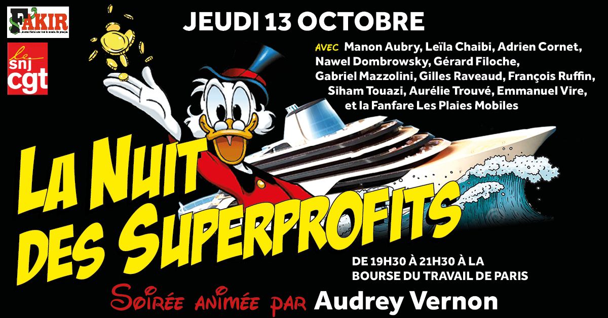 Francois_Ruffin's tweet photo. Rendez-vous demain soir à 19h30 à la Bourse du Travail de Paris pour décerner le Picsou d'Or au pire superprofiteur de l'année.

Toutes les informations de l'événement : https://t.co/Sd88FEOTax https://t.co/aosgg00YqY