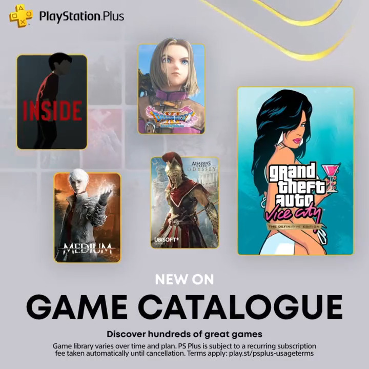 Novas adições ao Catálogo de Jogos PlayStation Plus de outubro: Grand Theft  Auto: Vice City – The Definitive Edition, Dragon Quest XI S: Echoes of an  Elusive Age – The Definitive Edition –