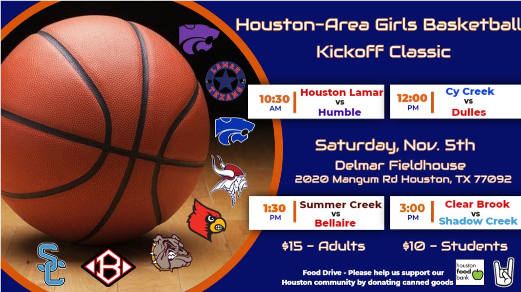 🏀 Seaaon is near! Click the following link for tickets to come check out some of the best girls basketball programs in the Houston area ⬇️
gofan.co/app/events/727…
<a href="/CBHSLadyBBall/">Brook Girls BBall</a> <a href="/sc_ladyhoops/">Summer Creek Lady Bulldogs</a> <a href="/ShadowCreekGBB/">Shadow Creek GBB</a> <a href="/bellairegirlsbb/">@BellaireGirlsBB</a> <a href="/CyCreekGBB/">CyCreekGBB</a> <a href="/DullesGBB/">Dulles Girls Basketball 🏀</a> <a href="/lamartexansgbb/">Lamar Girls Basketball Athletic Booster Club</a>