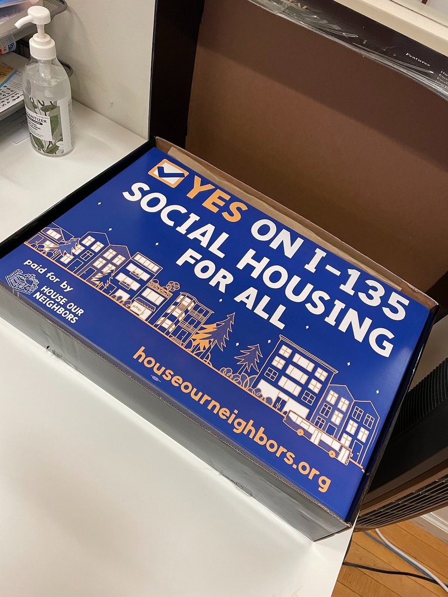 Check it out!! We have window signs! Want one? Email us at info@houseourneighbors.org to coordinate a pick-up from the @RealChangeNews office!