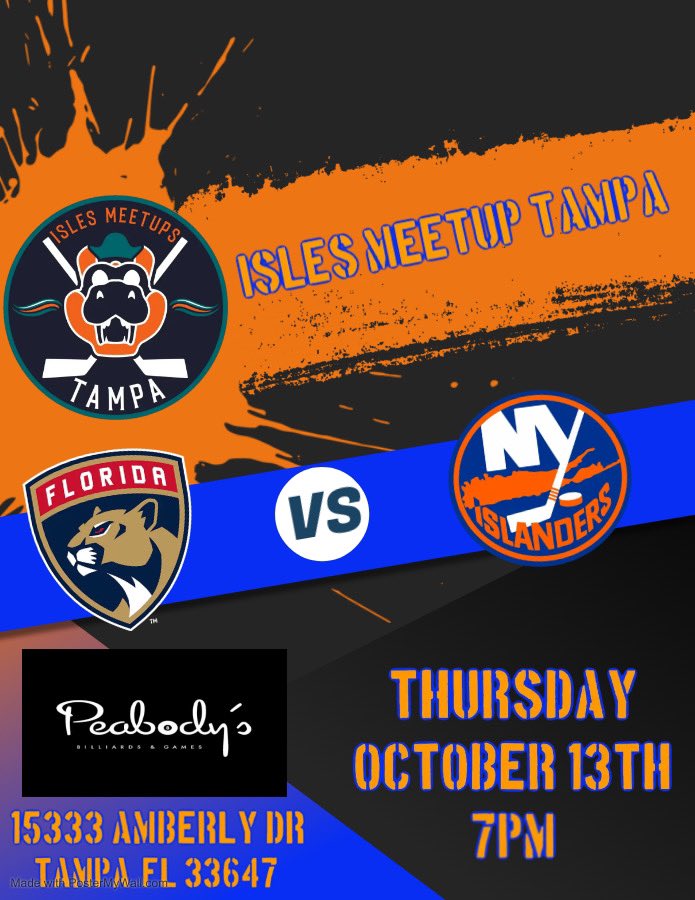 TOMORROW!! Who is excited! Can’t wait to be there in our new home! <a href="/PeabodysTampa/">Peabody's Tampa</a> <a href="/nyislanders/">New York Islanders</a> #isles #islesmeeups #onlydiehards