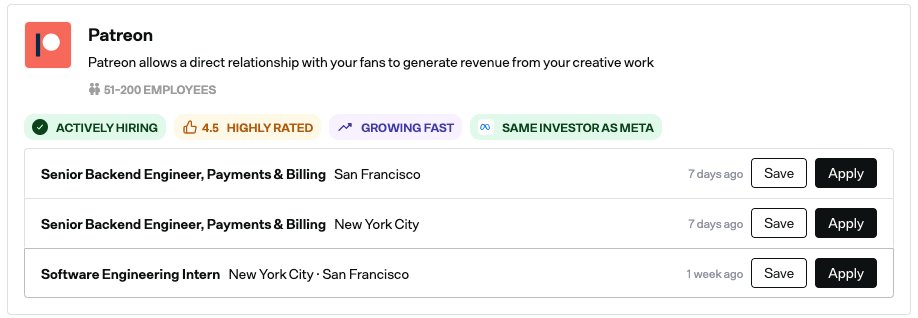 Derfious's tweet image. Huh. Just saw these job listings one month after @Patreon laid off some of its devs.
#Patreon #layoffs