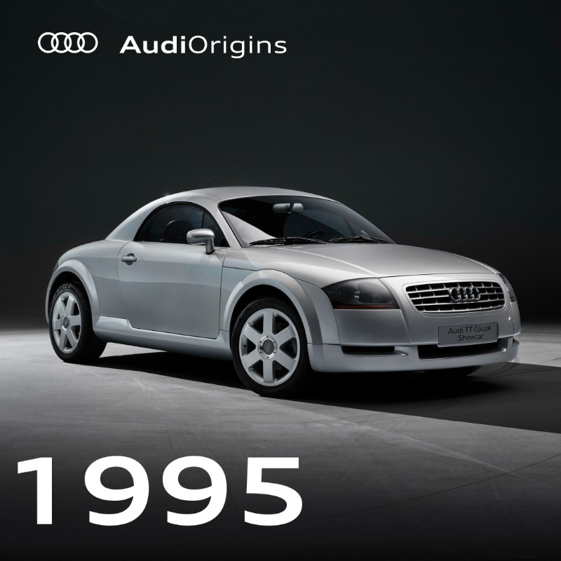 AudiOfficial's tweet photo. #AudiOrigins. It all started 1995 with a concept car at the IAA: Three generations of sportiness in an iconic package. It’s the #Audi TT Coupé which stands for bold design since almost 25 years and this year it’s time to celebrate the new Audi TT RS Coupé iconic edition.