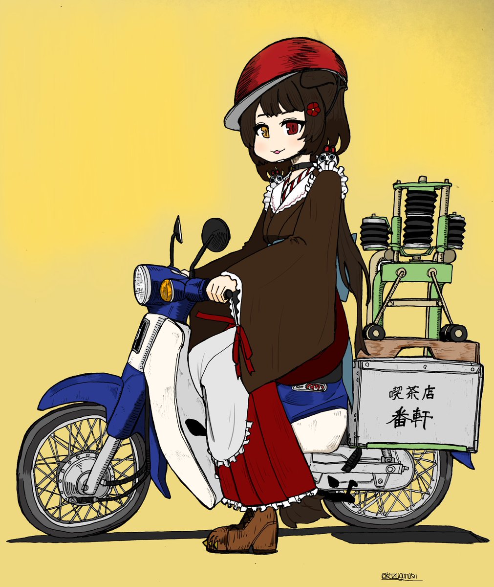 戌亥とこ 「出前カブ良いですよね #バイクの真横を載せて5RT来たら強者 」|DATSANのイラスト