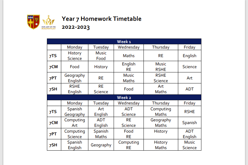StBenedictsUK's tweet photo. KS3 Homework Timetables
These will also be sent out on MCAS tomorrow.
#ExtendtheLearning https://t.co/r9sYBRCGfw