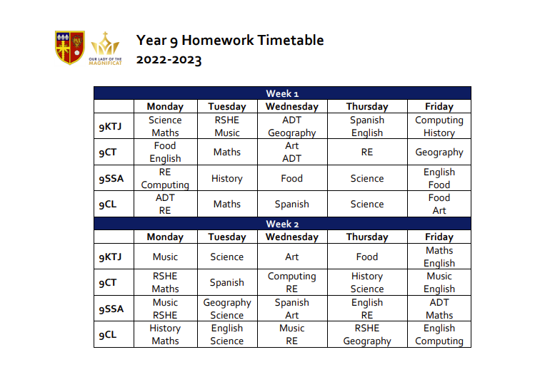 StBenedictsUK's tweet photo. KS3 Homework Timetables
These will also be sent out on MCAS tomorrow.
#ExtendtheLearning https://t.co/r9sYBRCGfw
