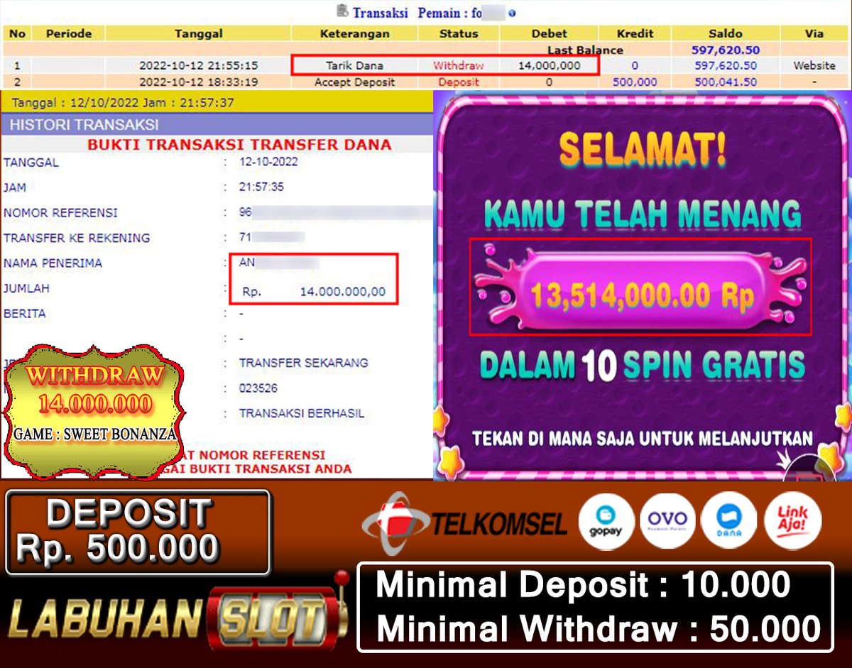 LabuhanSlot's tweet photo. PRAGMATIC TOP GAMES LABUHANSLOT..
DEPOSIT : 500.000
WITHDRAW : 14.000.000
GAME : SWEET BONANZA
STAKE : 40.000

#PRAGMATIC #HABANERO #PGSOFT #SLOTTERMANIA #IDNLIVE #IDNTOTO #IDNSLOT #LABUHANSLOT #GACORABIS #SLOTTERPERCAYA https://t.co/26GyOpR8cg