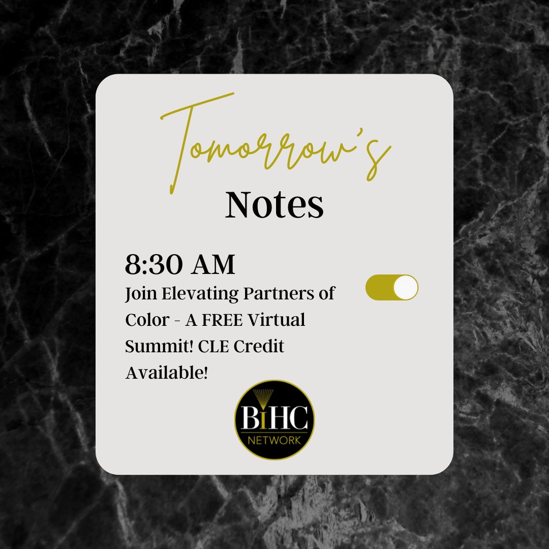 LAST CHANCE TO REGISTER for this amazing FREE event, open to ALL:  tinyurl.com/EPOCRegister

#attorney #bihc #blackempowerment #blackexcellence #blackinhousecounsel  #inclusion #law #lawfirm #lawyer #legal #legalindustry #legalprofession #ebe #epoc #cle #continuinglegaleducation