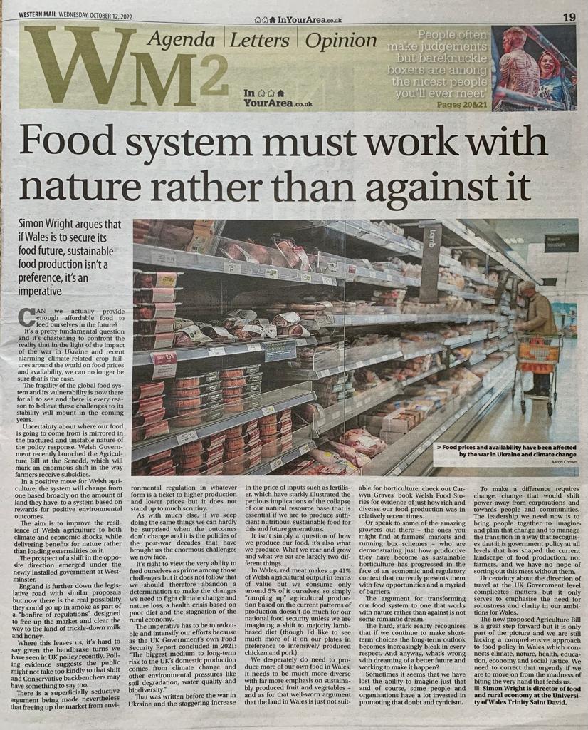 "If Wales is to secure its food future, sustainable food production isn’t a preference, it’s an imperative" explains Simon Wright <a href="/WrightsFood/">Wright’s</a> in today's Western Mail
#LandOfOurFuture
