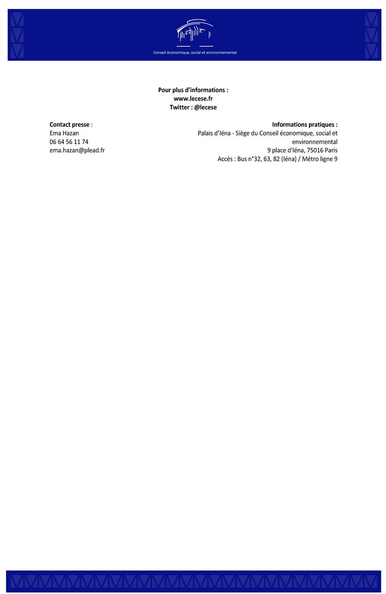 COMMUNIQUÉ DE PRESSE 🗞
"Rapport annuel sur l’état de la France 🇫🇷 2022:
«Changer de boussole pour sortir de l’urgence et préparer l’avenir»
Le CESE appelle de ses vœux une réorientation de l’investissement public vers la transition écologique et la justice sociale"
En savoir+⤵️