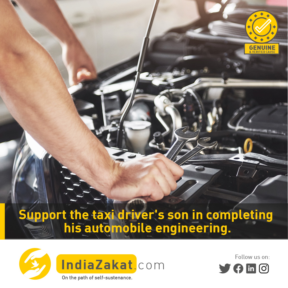 Brother Amin is pursuing his graduation in automobile engineering  &amp; seeking our assistance to finish his studies. His father is a taxi driver who only source of income in the family. He needs our help because he is unable to pay the fee.

Donate today at indiazakat.com/campaign/10339