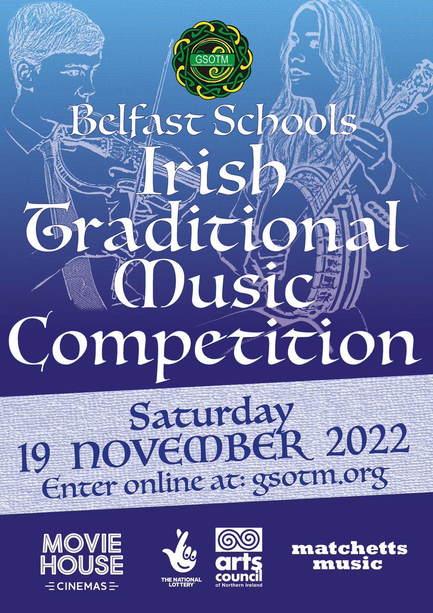 .<a href="/GSOTM1/">GSOTM</a> Irish Traditional Music Competition for Post Primary Schools 🎶

The competition aims to promote &amp; encourage the teaching of Irish Traditional Music in secondary level schools in the Greater Belfast area.

More: gsotm.org/schools-compet…
Deadline for entries: 5pm, 14 Oct