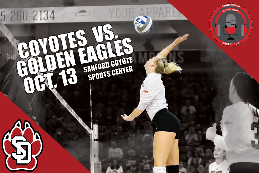 CoyoteRadio911's tweet photo. Hello everyone! Just a heads up we are going to be live at 6:45 p.m. on Thursday Oct. 13 for coverage of the South Dakota vs. Oral Roberts volleyball match🏐🐺!
Make sure to tune in live to the game!
#KAOR #USD https://t.co/qTrKkevWv1