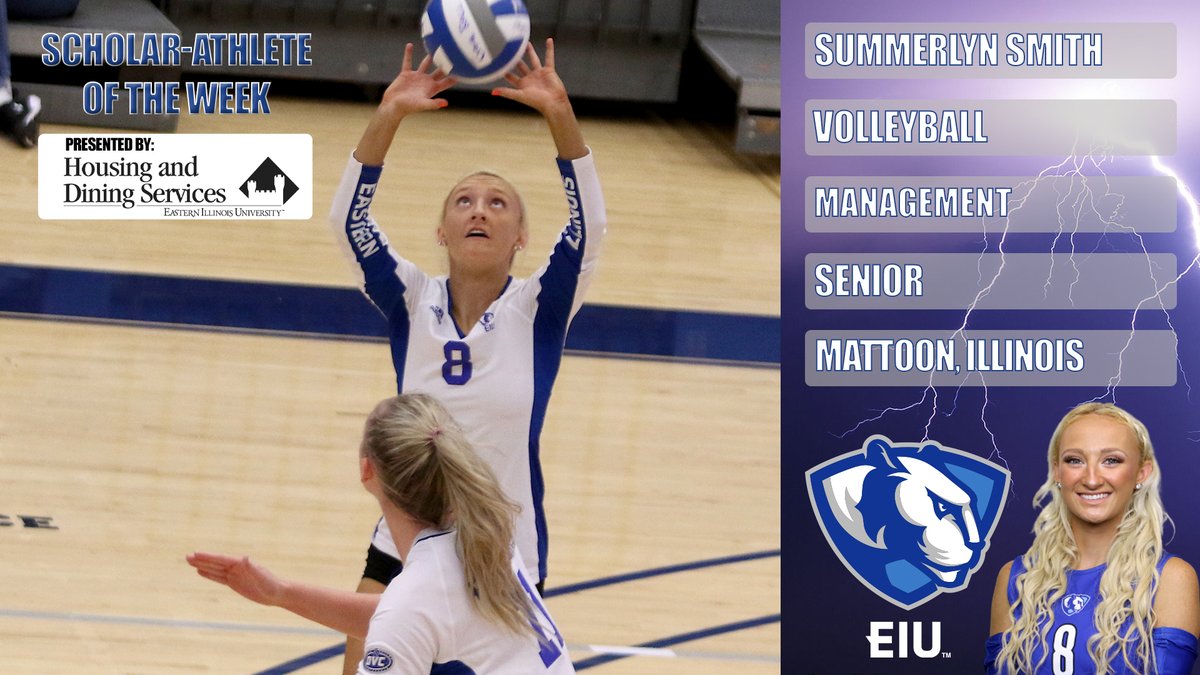 EIU_Panthers's tweet photo. This week's @EIU_Panthers Scholar-Athlete of the Week presented by EIU Housing &amp; Dining

Summerlyn Smith from @EIU_Volleyball 🏐🎓
🔷 – Management
🔷 – OVC Commissioner's Honor Roll
🔷 – Played in 19 or 20 matches this season 
🔷 – 3.95 GPA
🔷 – Mattoon, Illinois https://t.co/2fpiVEz719