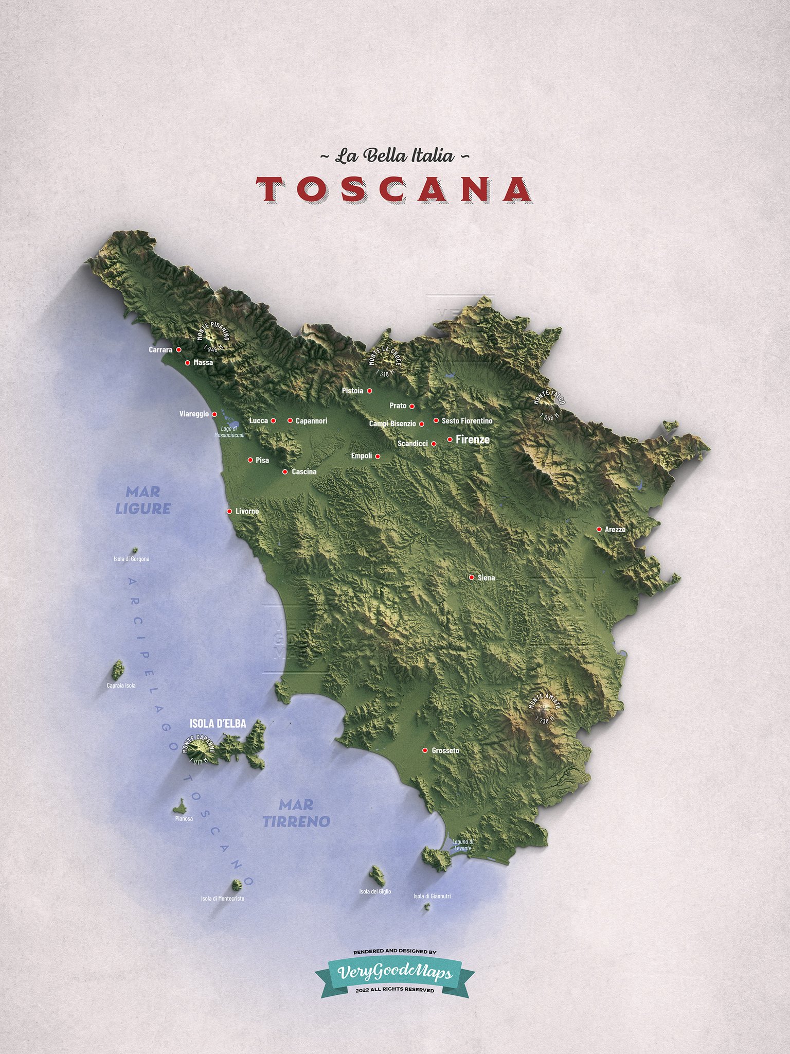 Verygoodmaps on twitter exaggerated topographic map of tuscany italy
