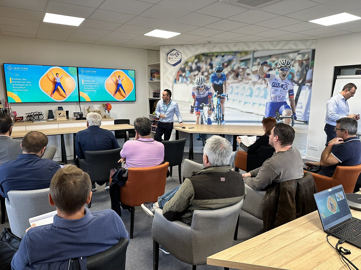Journée #clients dans les locaux de @FDJ_SUEZ_Fut pour parler #démat avec nos clients 🖥️ merci <a href="/open_bee/">Open Bee</a> pour la présentation et <a href="/stephendelcourt/">Stephen Delcourt</a> pour l’accueil et la visite de ce lieu unique 🚲 <a href="/orangebusiness/">Orange Business</a> <a href="/ChristoFerrier/">Christophe Ferrier</a> <a href="/fr_dupont1970/">Francois DUPONT</a>