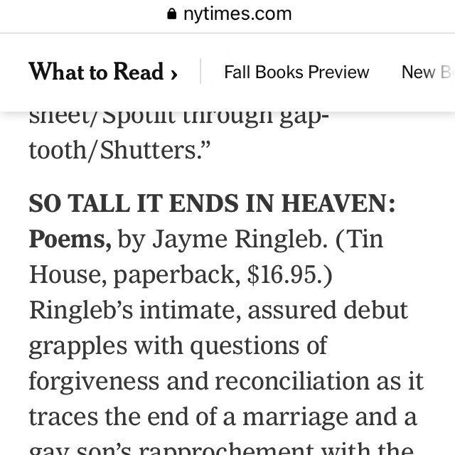 JaymeRingleb's tweet photo. Ummmm So Tall It Ends in Heaven is in The New York Times this morning 😳🤩

https://t.co/yuDhFN0URe https://t.co/hv5nGAQPoe