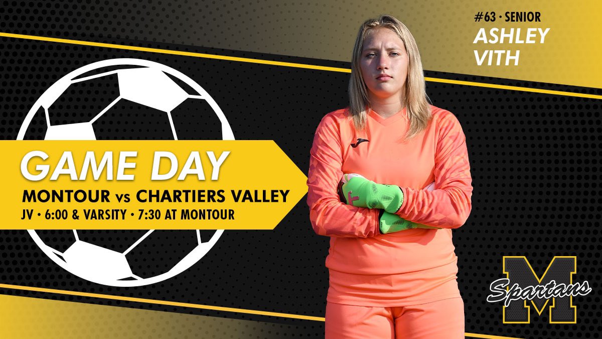 Can you believe it‘s the LAST home game of the season?! Our “Cooler of Cheer” drawing is tonight &amp; concession features are pizza, potato soup, &amp; meatball sandwiches, so put on your black &amp; gold to cheer on the Lady Spartans as they take on the <a href="/CVHS_GSOC/">CVGSOC</a> Lady Colts!
#MontourProud