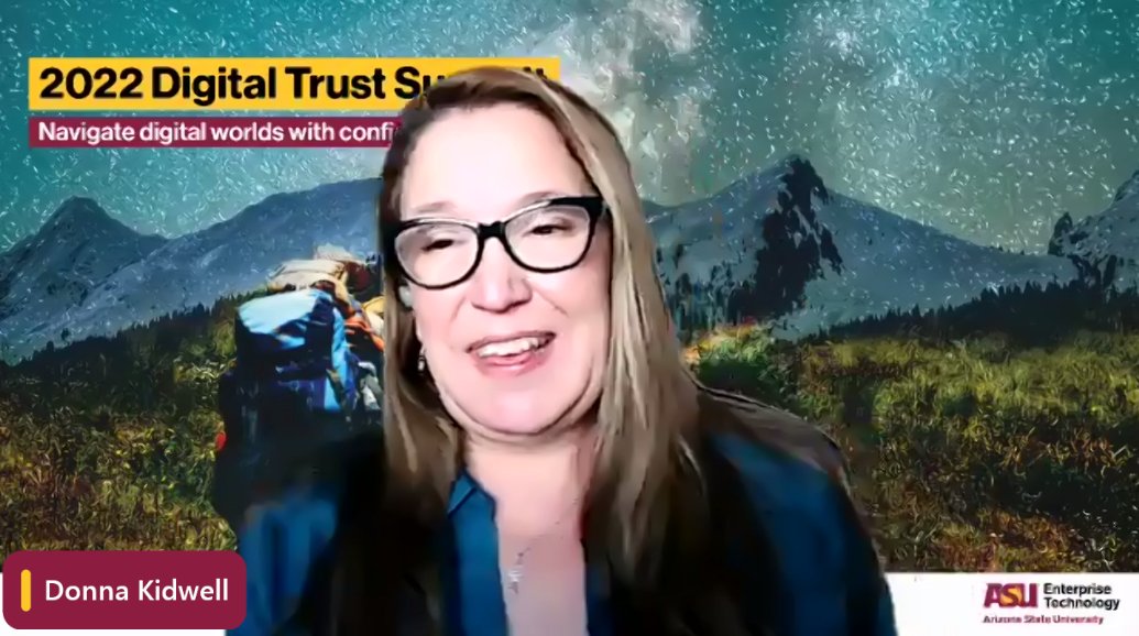 ASUTech_story's tweet photo. The #DigitalTrustSummit starts now!
ASU's CISDTO @drdonnakidwell is kicking us off with a warm welcome to the Summit.
Today, we're exploring key themes in #digitaltrust with our attendees & learning how to better navigate digital worlds with confidence! https://t.co/S9dszXrPkC https://t.co/ZVDO0JrGFO