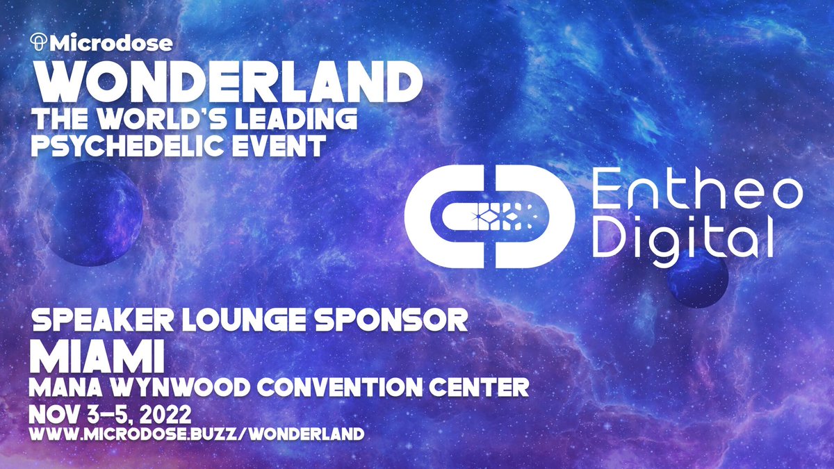 We welcome Entheo Digital as a Speaker Lounge Sponsor of #WonderlandMiami🍄🌴

Entheo Digital is introducing a best-in-class VR Therapeutic for facilitating non-ordinary states of consciousness.

Grab 20% off on your Business Ticket ➡️ bit.ly/3S9IiIG

<a href="/SoundSelf/">SoundSelf</a> #VR