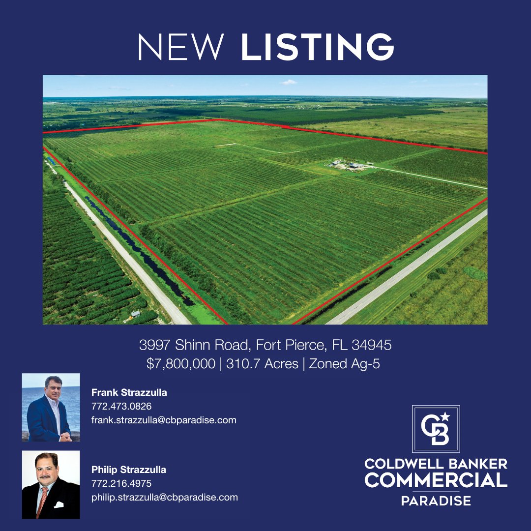 cbc_commercial's tweet photo. #JustListed! 3997 Shinn Road, Fort Pierce, FL 34945

More info: https://t.co/Woaddc1Hlt

Contact:
Frank Strazzulla 772.473.0826
Phil Strazzulla 772.216.4975

#NewListing #CBCParadise #CBCWorldwide #FortPierce #FortPierceFlorida #CRE #CommercialRealEstate #LandforSale 
Read less https://t.co/yRoXJSonIj