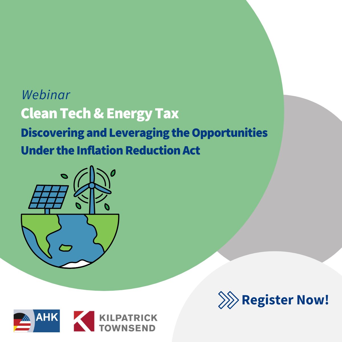 🌱 The recently approved #IRA will have a huge impact on #cleanenergy and #climateprotection. 💻💡 Join our webinar co-hosted by @KTS_Law to discover #transatlantic #opportunities! Register here for free: ➡️ bit.ly/3epwTXg