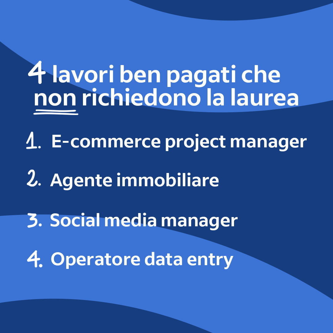 Lo sapevi che ci sono tantissimi lavori che puoi fare senza laurea? 🤓Dai un’occhiata al nostro sito, potresti trovare il lavoro dei tuoi sogni: it.indeed.com/guida-alla-car… 
#LavoroDeiSogni #NoLaureaNoProblem