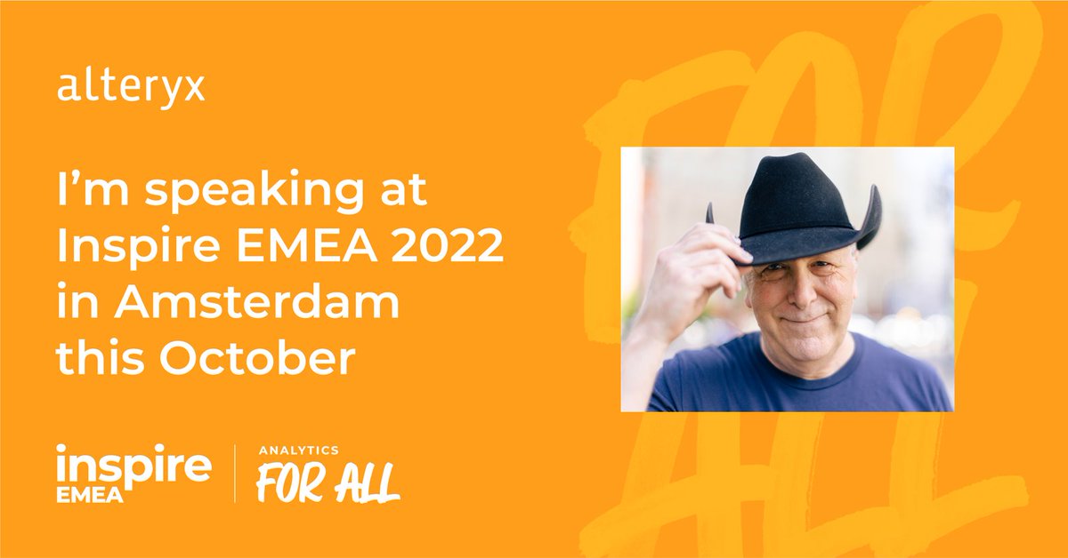 I've got 3 sessions running at #AlteryxInspire22.  I'm happy to stop and chat along the way.
4:00 PM CEST - Wed, Oct 19
Dynamic Automation – Work Smarter Not Harder
1:00 PM CEST - Thu, Oct 20
Alteryx Obscura
3:00 PM CEST - Thu, Oct 20
Alteryx Like an ACE