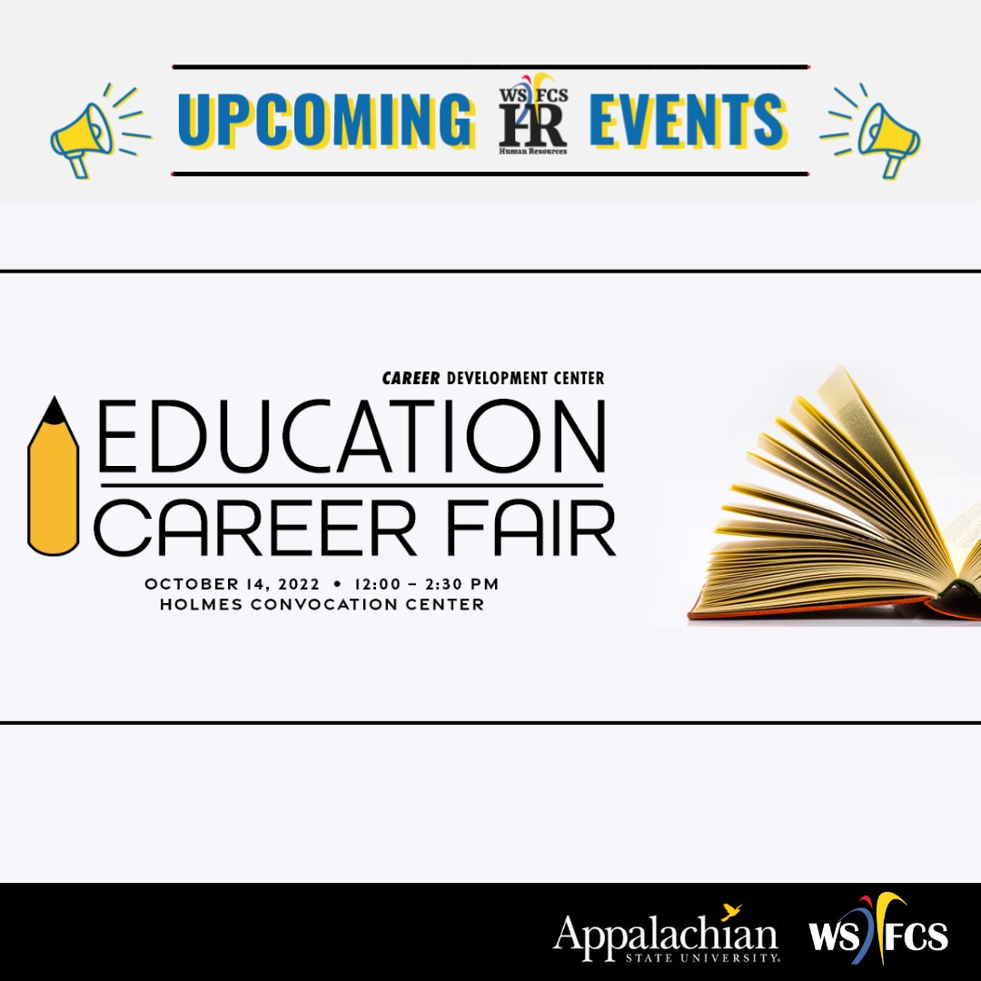 WSFCS_HR's tweet photo. We will be at Appalachian State University on Friday, October 14th for the Education Career Fair to discuss our opportunities at WS/FCS! Please stop by and talk with us!
#appalachianstate #asu #education #educationcareerfair #careeropportunites #educators #career #NCleadership https://t.co/dRjTkWI25Y