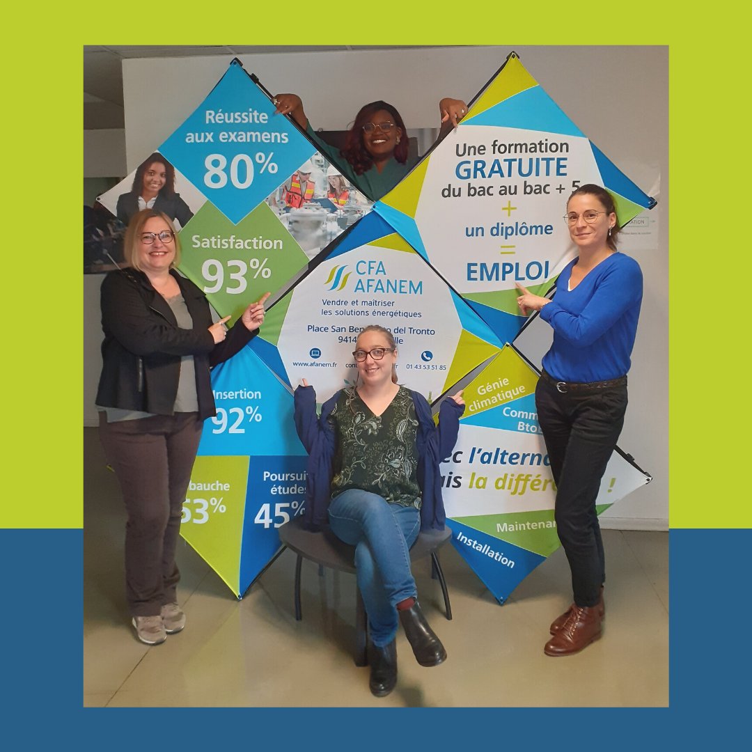 Bienvenue à Labienva MALAMOU, responsable pédagogique et Armelle HENAFF, chargée du suivi administratif et comptable. Elles rejoignent Audrey CHEVALIER, directrice et Sophie VERGER, développeur apprentissage. Une équipe au service de la formation dans les métiers de l'#Energie !