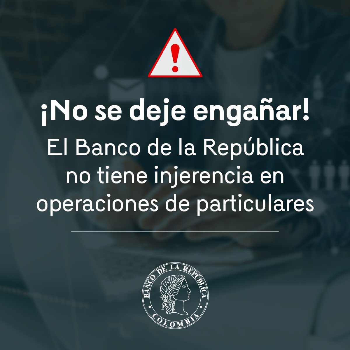 BancoRepublica's tweet photo. #Atención El Banco de la República de Colombia no tiene ninguna relación con la plataforma ZK Bank ni injerencia en operaciones de particulares. 

¡No se deje engañar! 👉🏼 https://t.co/AgP7GROc95 https://t.co/7LuRUVAfbs