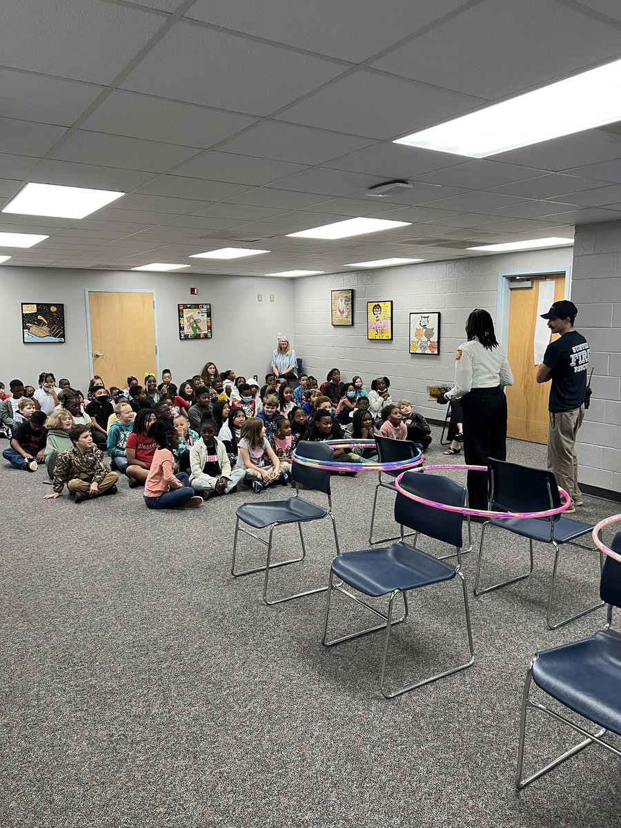 MrsPressley's tweet photo. @20FighterWing Fire Department as well as the Sumter City FD were such a treat today for the kids at @ShawHeights! We learned to get out and stay out! @SumterSCSchools #SumterSDProud https://t.co/saz0iL5ATf