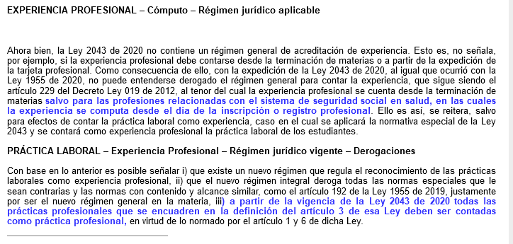 📄ABOGADOS. La EXPERIENCIA PROFESIONAL se computa desde la TERMINACIÓN DE MATERIAS del pénsum académico y se deben tener en cuenta las PRÁCTICAS ACADÉMICAS, efectuadas después de culminar las materias, como experiencia profesional contratacionenlinea.co/index.php?acti…