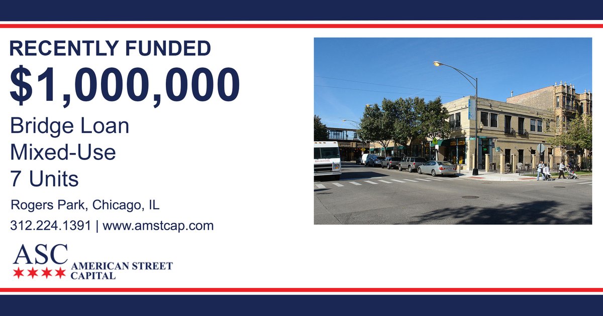 AmericanStCap's tweet photo. #AmericanStreetCapital Funds First $1M #Bridge #Loan for Mixed-Use Building in #Chicago #Timing #Housing #EarnestMoney #RogersPark https://t.co/1c9zKK48Nu https://t.co/hPXaSLWfBc