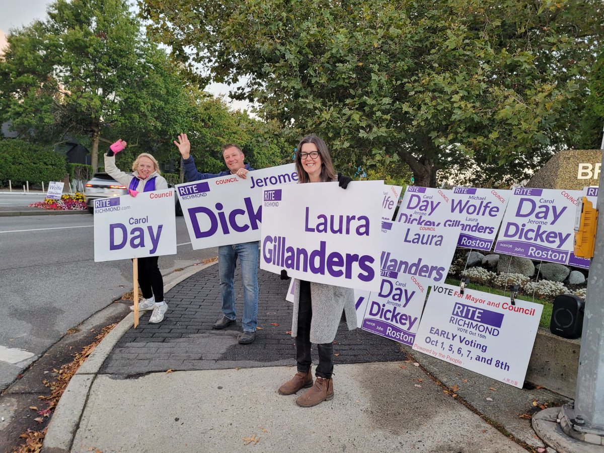 RITERichmond's tweet photo. Good Morning Richmond!
#ThankYou for your overwhelming support!
Vote the #RITE way on Oct.15th!
#thinkdifferent #carolday #johnroston #jeromedickey #michaelwolfe #lauragillanders
#richmondbc #riterichmond #rmdelxn https://t.co/TyXa612yXR