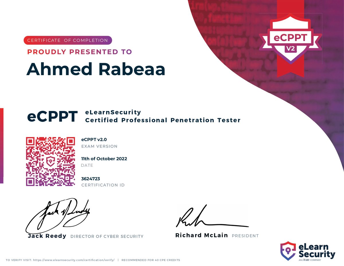 I'm pleased to announce that I got eWPTXv2 &amp; eCPPTv2 from @eLearnSecurity very great journey 
#CyberSecurity #Pentesting #NetworkSecurity