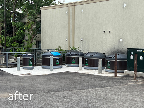 This recent installation shows an improved appearance of the waste area at this Niagara Falls restaurant. Now, this popular dining spot can enjoy a cleaner area, greater convenience, and an increased waste capacity leading to savings of time and money. #molokna #cleanenvironment