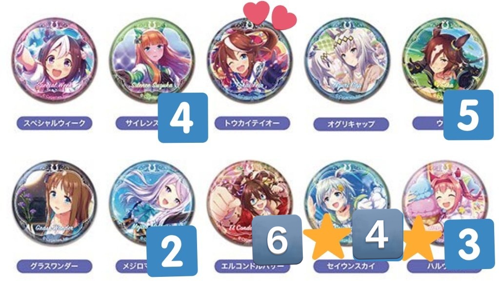 tonamin_trhk's tweet photo. ウマ娘 CANバッジ 缶バッジ 交換 買取 譲渡

譲)画像、定価+送料 

(無記載は8点ございます。)

求) トウカイテイオー

8BOX予約済み(5BOX受け取り済)。
買取ですが、テイオー1点につき2点まで抱き合わせ可。 https://t.co/0EeyC3102U