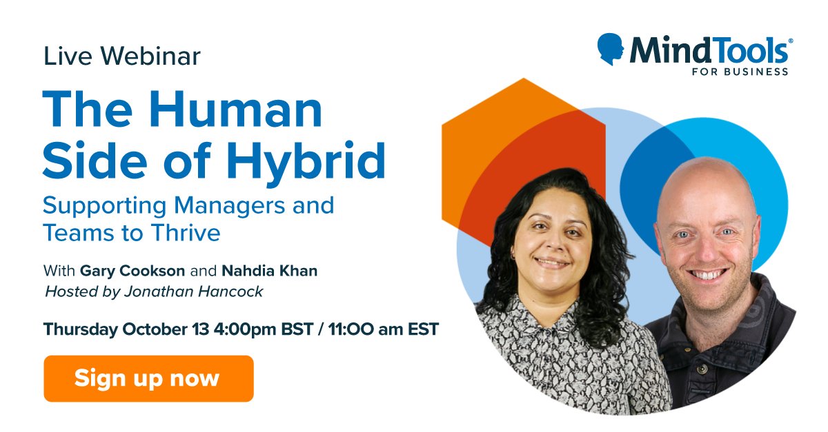Last chance! Join our webinar with workplace performance expert <a href="/Gary_Cookson/">Gary Cookson</a> and Chief Impact Officer <a href="/NahdiaKhan/">Nahdia Rafique Khan</a> for an inspiring discussion about putting people and skills development first when implementing hybrid.

Sign up here 👇
bit.ly/3UAld3X