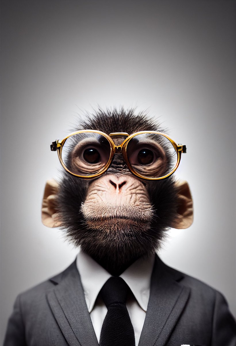 dan99ch's tweet photo. Monkey business. 

#FormalWear #CapsAndHats #Glasses #Portrait #Headshot #monkey #business #Eyewear 
#aigenerated #aigeneratedart #midjourney_bot #PicOfTheDay #midjourney #ai #midjourneyart #midjourneyai #thisisart #creativevisuals #enter_imagination #artoftheday #aiart https://t.co/2tQxQAyJSd