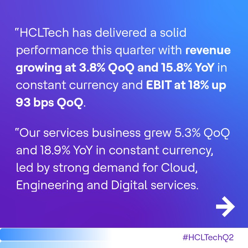 hcltech's tweet photo. Our CEO &amp; MD, C Vijayakumar, highlights our stellar performance in Q2 of FY 2023. #HCLTechQ2 #SuperchargingProgress