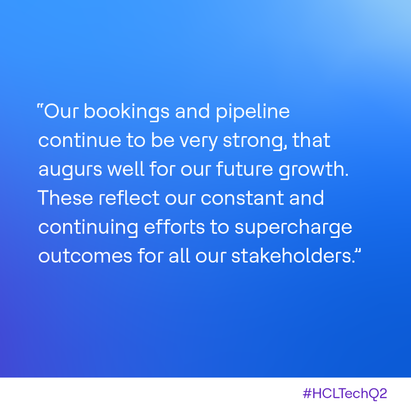 hcltech's tweet photo. Our CEO &amp; MD, C Vijayakumar, highlights our stellar performance in Q2 of FY 2023. #HCLTechQ2 #SuperchargingProgress
