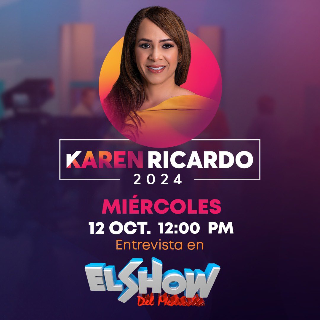 ¡Nos vemos en un momento en el Show del Mediodía! Sintoniza Color Visión canal 9.

#Vota6️⃣ #KarenRicardoPresidenta